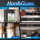 Hon&Guan 200 mm Pipe Fan, 1060 m³/h Adjustable, Exhaust Fan, Pipe Fan with EU Plug, Duct Fan with Support for Conservatory, Greenhouse, Basement, Garage, Kitchen, Black - Maat 200mm