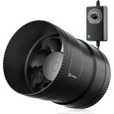 Hon&Guan 200 mm Pipe Fan, 1060 m³/h Adjustable, Exhaust Fan, Pipe Fan with EU Plug, Duct Fan with Support for Conservatory, Greenhouse, Basement, Garage, Kitchen, Black - Maat 200mm