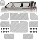 8 stuks camper voorruit, zonwering, vervanging voor 2015-2024 Renault Trafic LWB, zonwering voor voorruit met opbergtas, 100% occlusie, 8 stuks