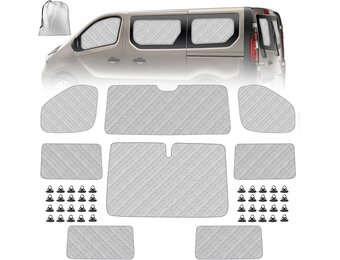 8 stuks camper voorruit, zonwering, vervanging voor 2015-2024 Renault Trafic LWB, zonwering voor voorruit met opbergtas, 100% occlusie, 8 stuks
