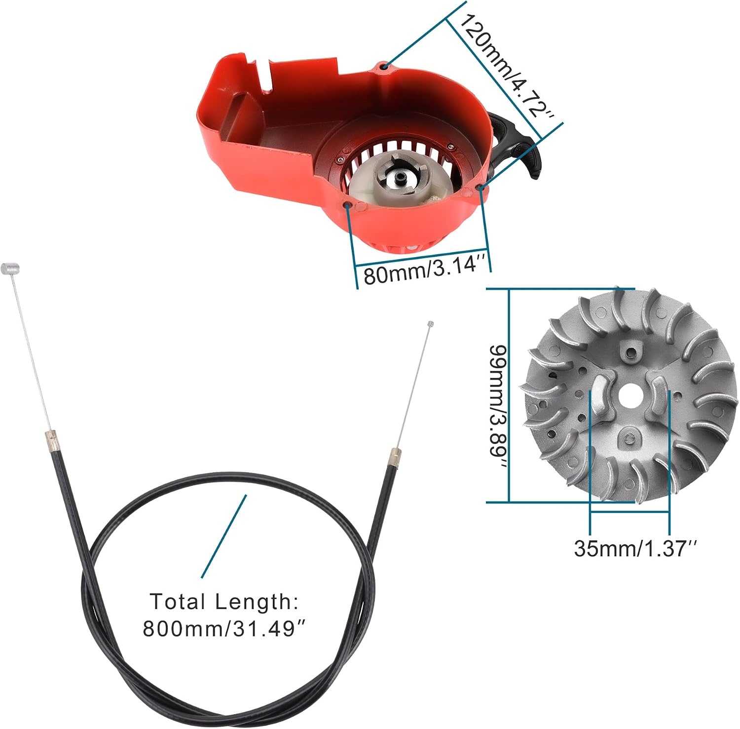 GOOFIT Motorcycle Modified Engine Red With Pull Starter Carburetor Handle Bar Throttle Cable Air Filter Replacement For 2 Stroke 43cc 47cc 49cc ATV Mini Dirt Bike Scooter Brush Cutter Water pump