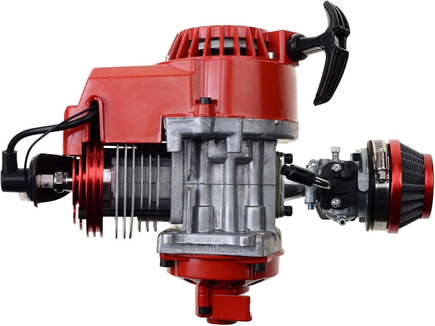 GOOFIT Motorcycle Modified Engine Red With Pull Starter Carburetor Handle Bar Throttle Cable Air Filter Replacement For 2 Stroke 43cc 47cc 49cc ATV Mini Dirt Bike Scooter Brush Cutter Water pump