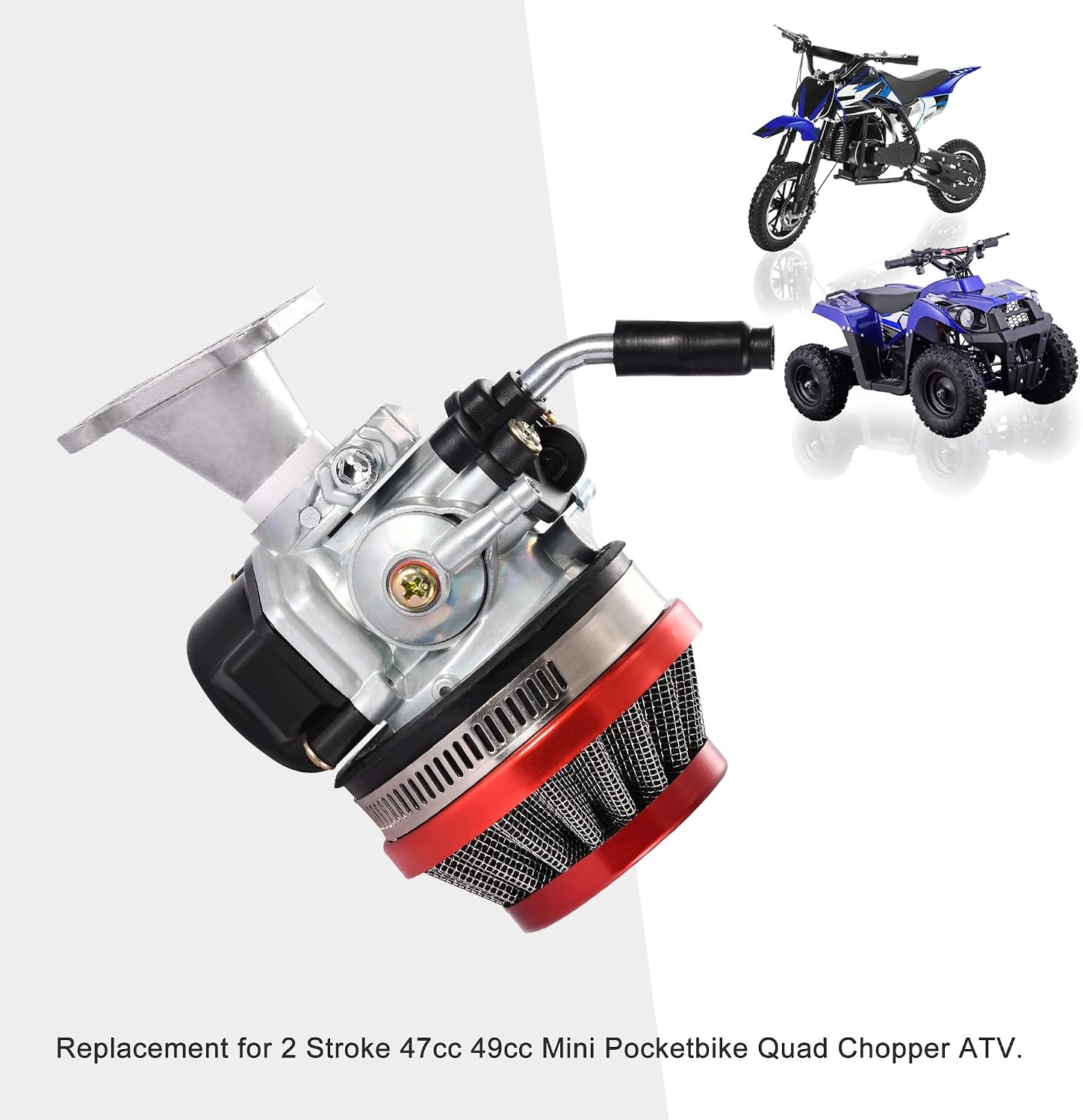 GOOFIT Motorcycle Modified Engine Red With Pull Starter Carburetor Handle Bar Throttle Cable Air Filter Replacement For 2 Stroke 43cc 47cc 49cc ATV Mini Dirt Bike Scooter Brush Cutter Water pump