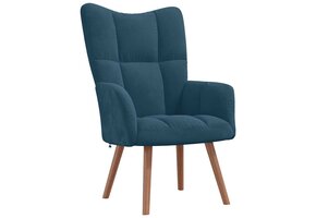 Blauwe Relaxstoel in Fluweel - 75% Korting