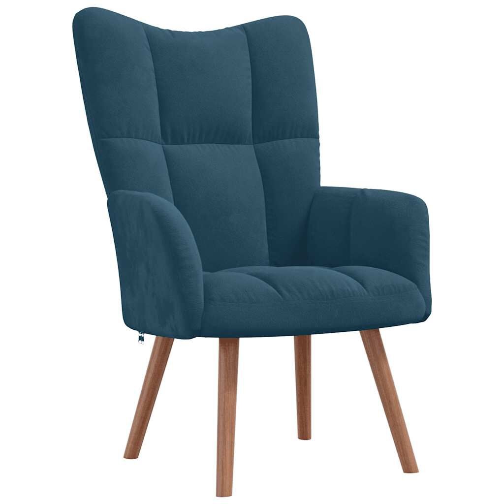 Blauwe Relaxstoel in Fluweel - 75% Korting