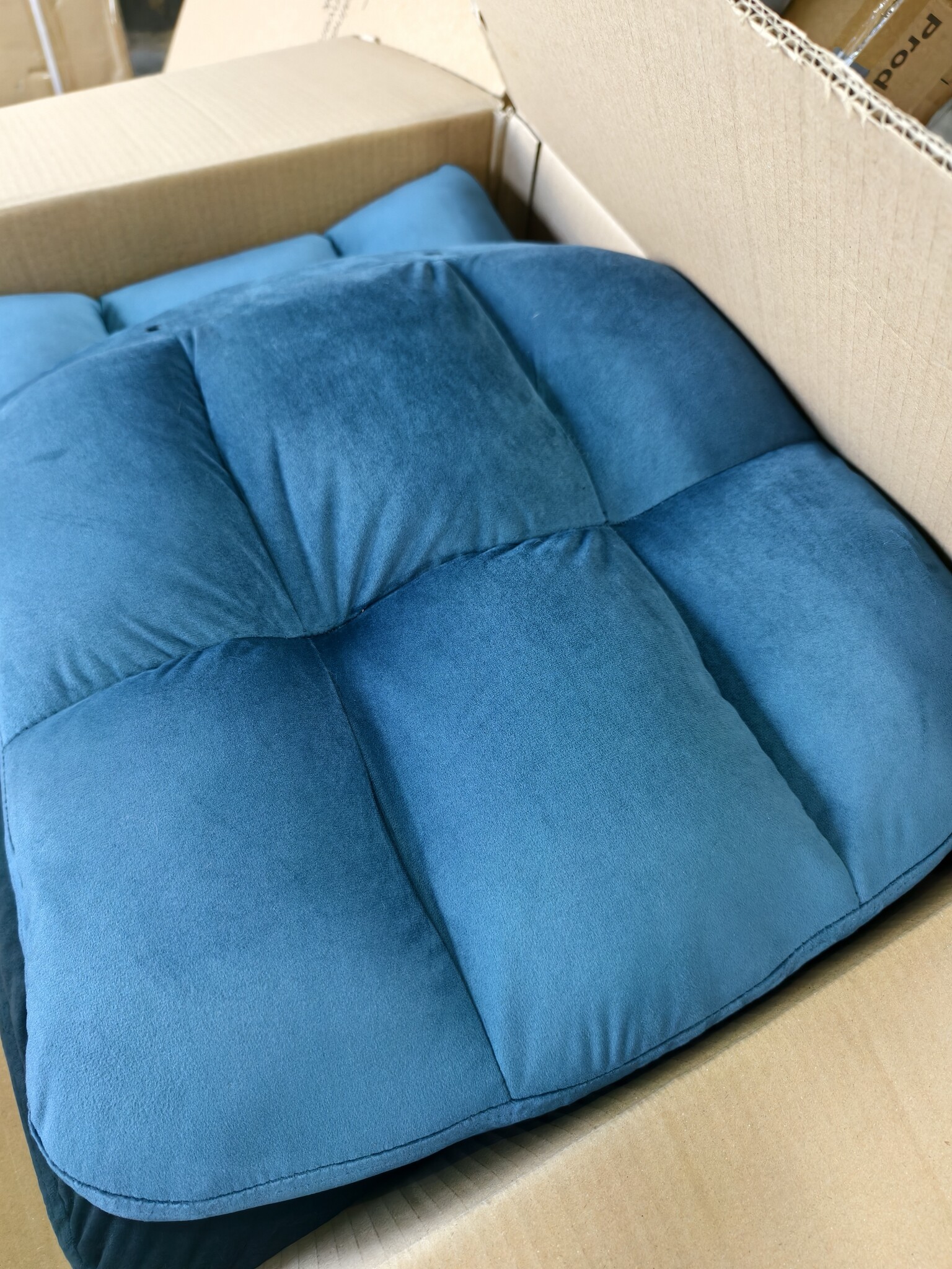 Blauwe Relaxstoel in Fluweel - 75% Korting