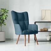 Blauwe Relaxstoel in Fluweel - 75% Korting