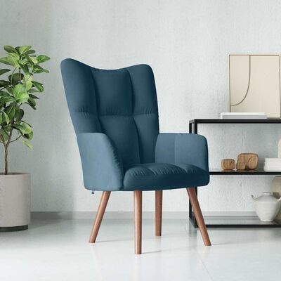 Blauwe Relaxstoel in Fluweel - 75% Korting