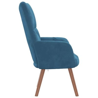 Blauwe Relaxstoel in Fluweel - 75% Korting