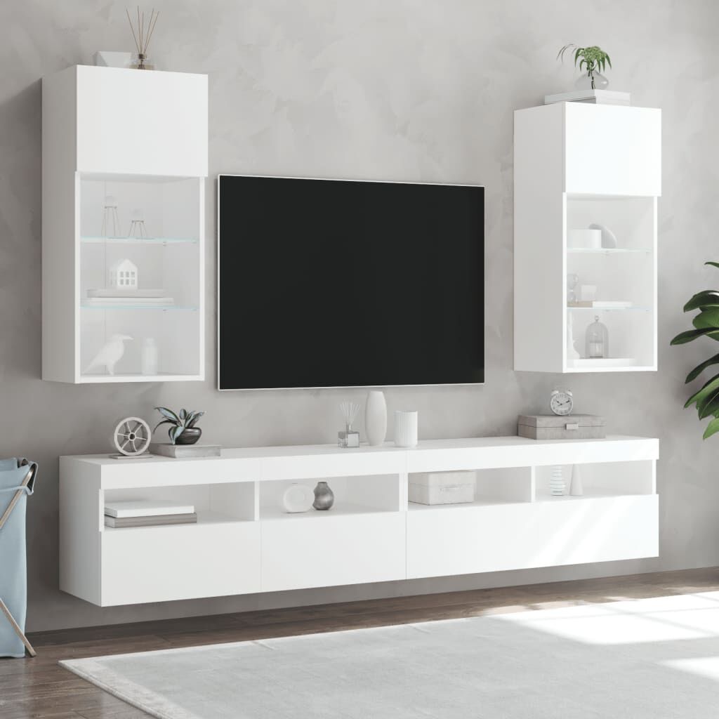 TV-meubel met LED 40,5x30x90 cm Wit - 71% Korting