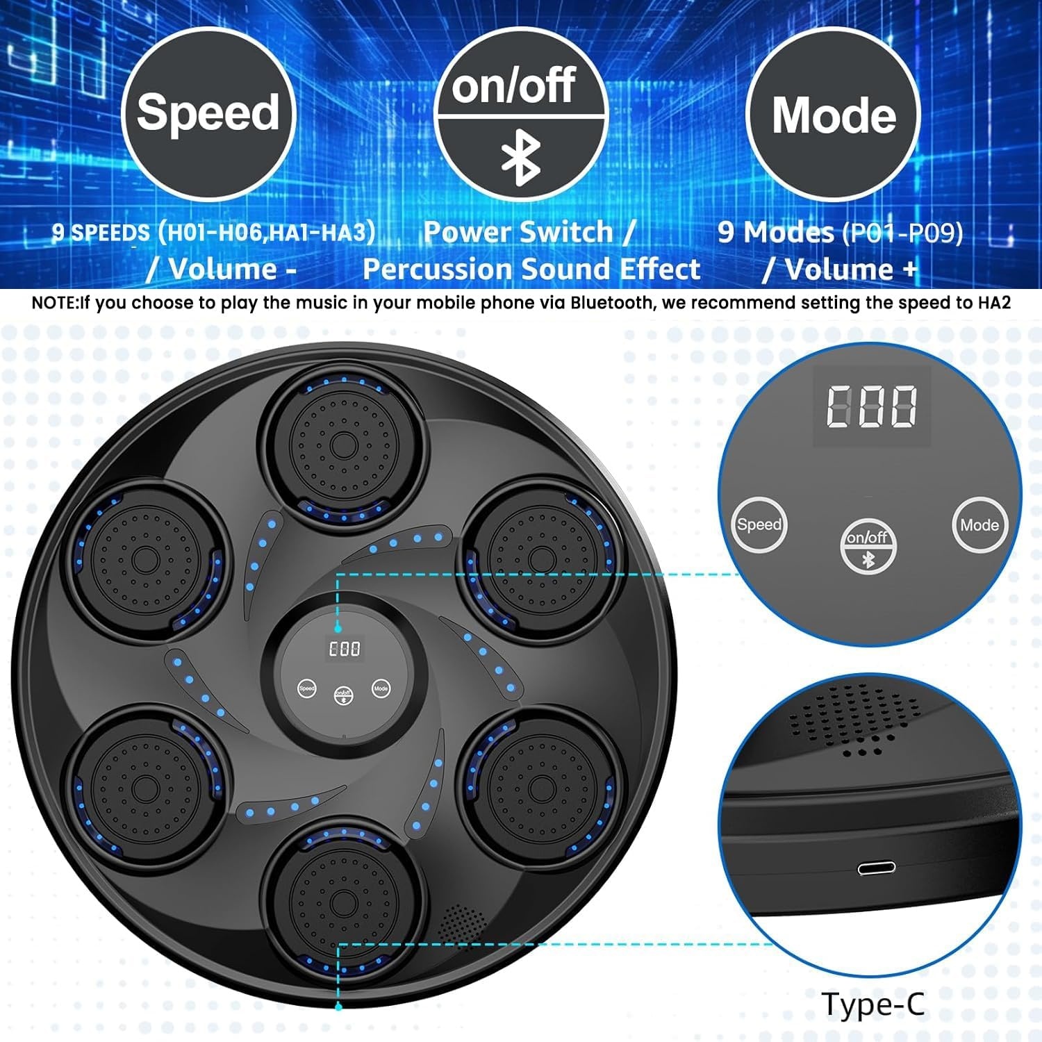 Slimme Muziek Boksmuur met Bluetooth & LED - 34% Korting
