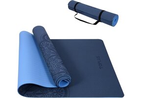 Antislip TPE Yogamat & Pilatesmat - Tweekleurig Lichtblauw - 54% Korting