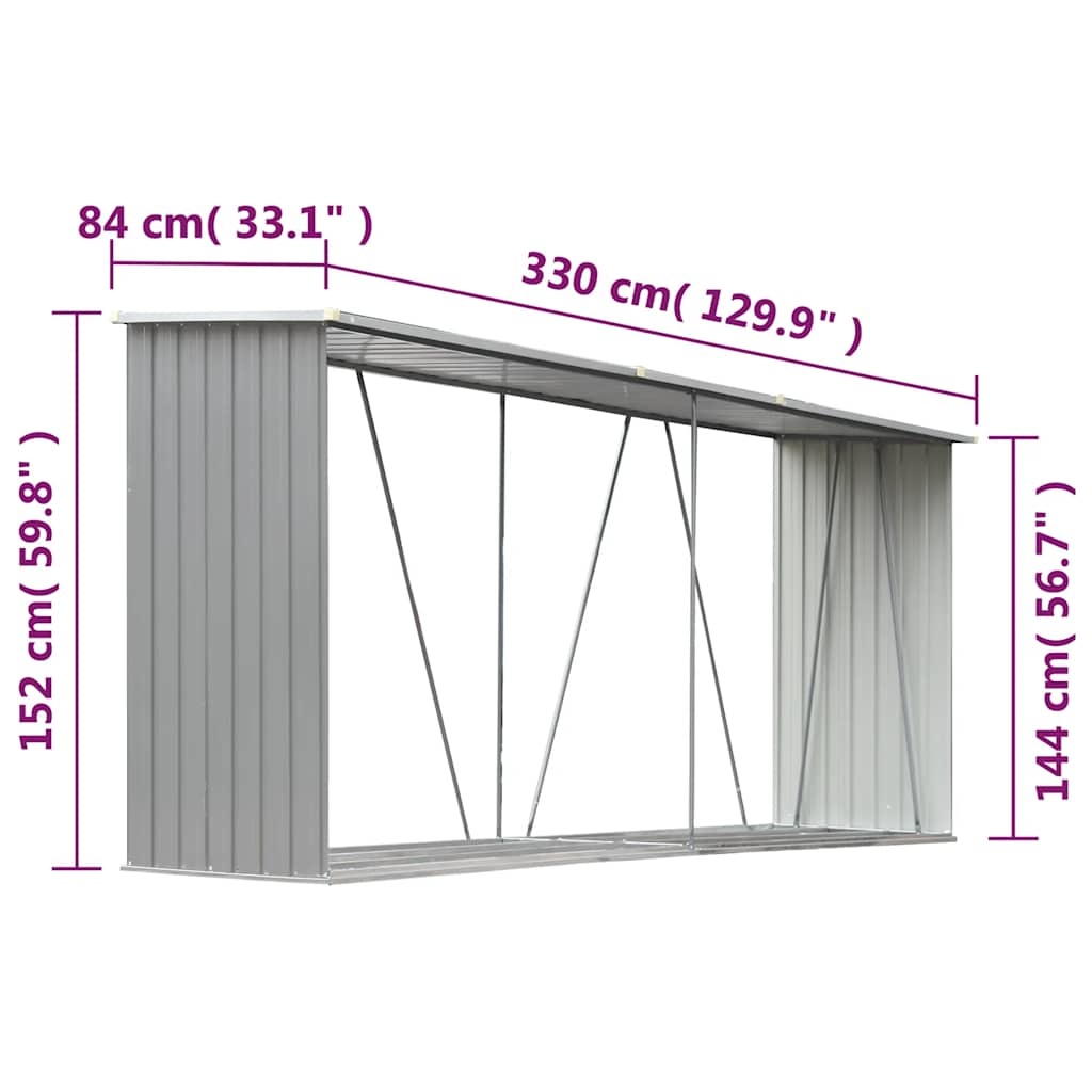 Gegalvaniseerd Stalen Haardhoutschuur - 330 cm - Grijs - 34% Korting
