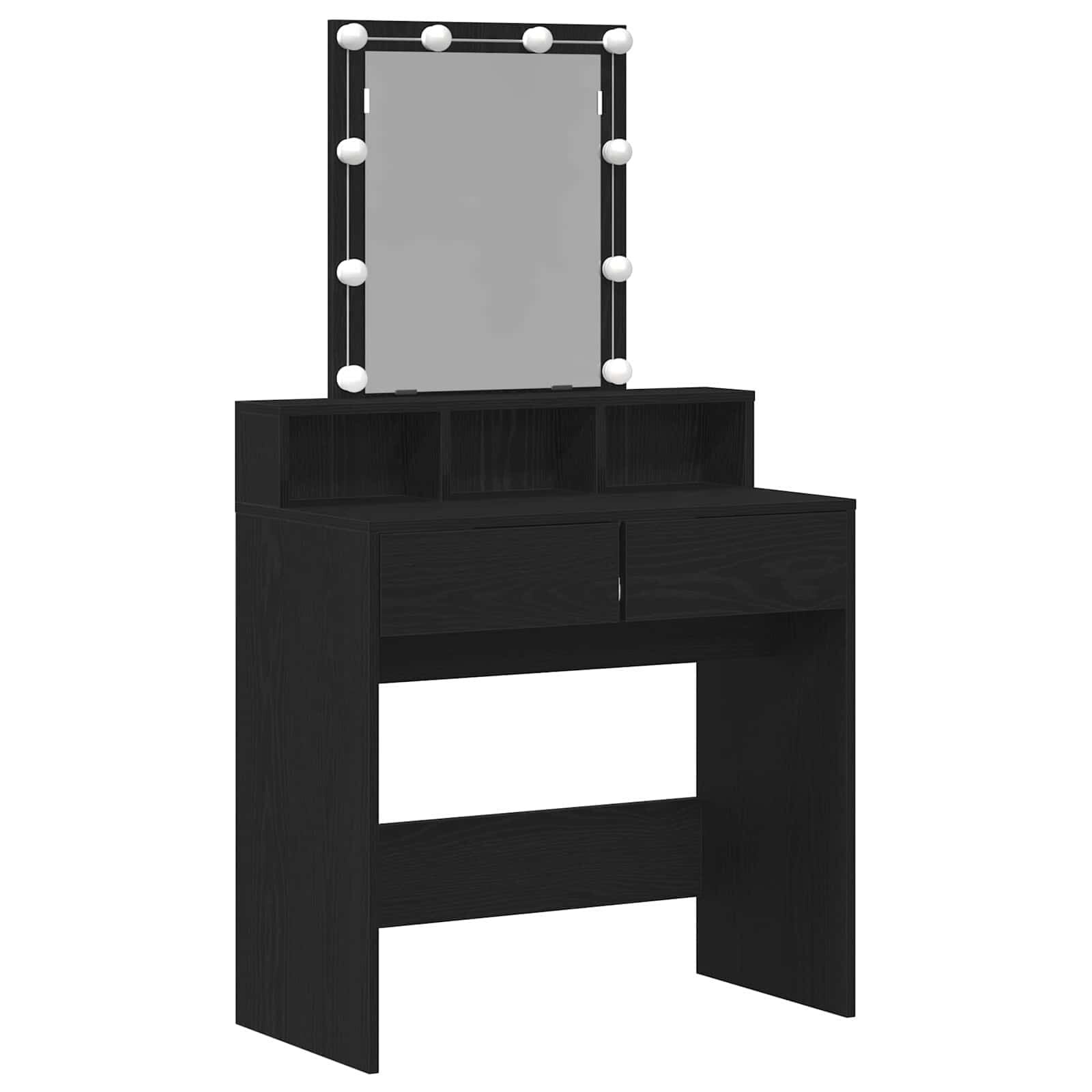Kaptafel met Lade & LED Zwart Eiken - 34% Korting