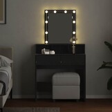 Kaptafel met Lade & LED Zwart Eiken - 34% Korting