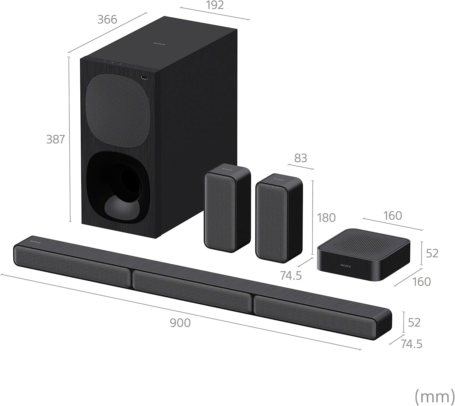 5.1 Surround Soundsysteem met Soundbar & Subwoofer 600W - 60% Korting