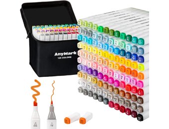 Alcohol Markers Set (120 Kleuren) - Dubbele Punt 33% Korting