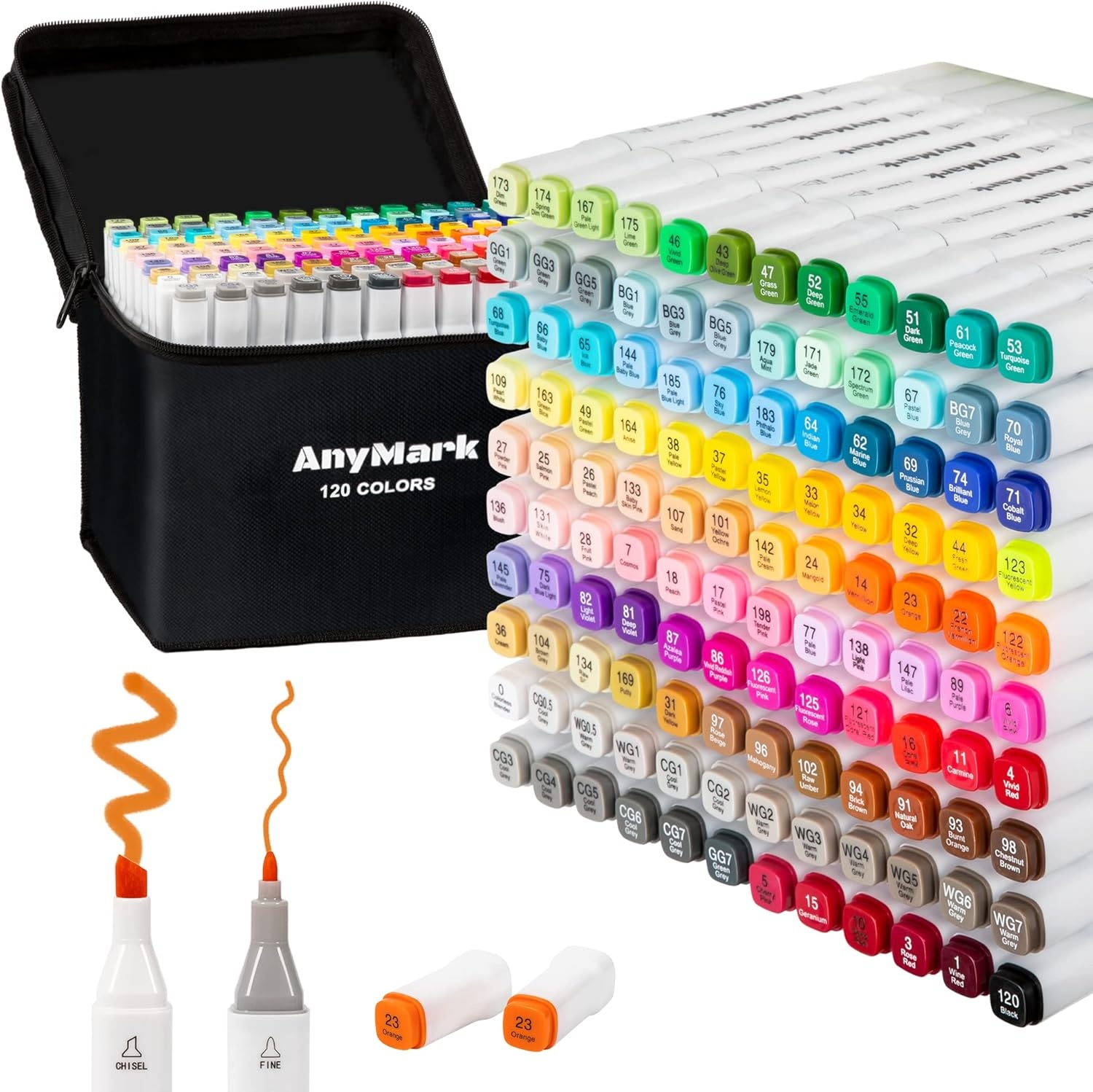 Alcohol Markers Set (120 Kleuren) - Dubbele Punt 33% Korting