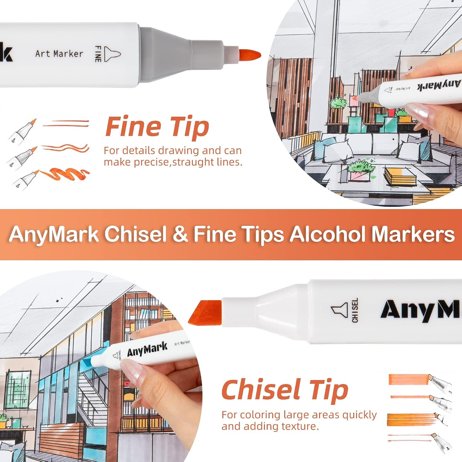 Alcohol Markers Set (120 Kleuren) - Dubbele Punt 33% Korting