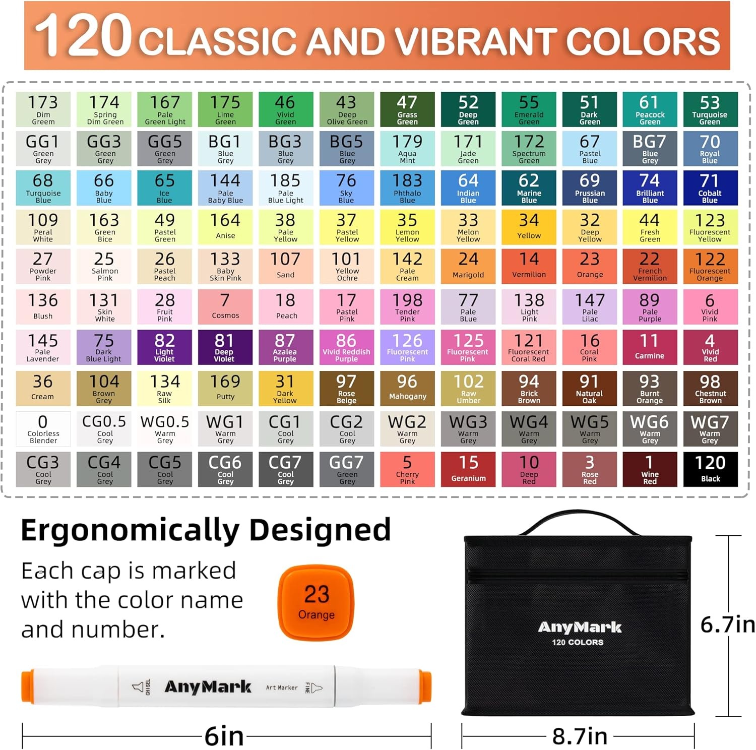 Alcohol Markers Set (120 Kleuren) - Dubbele Punt 33% Korting