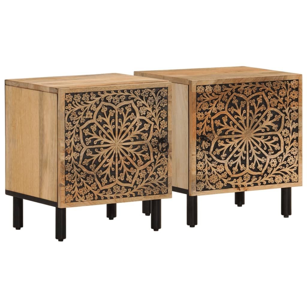 Nachtkastjes Massief Mangohout 2 st 40x33x46 cm - 54% Korting