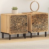 Nachtkastjes Massief Mangohout 2 st 40x33x46 cm - 54% Korting