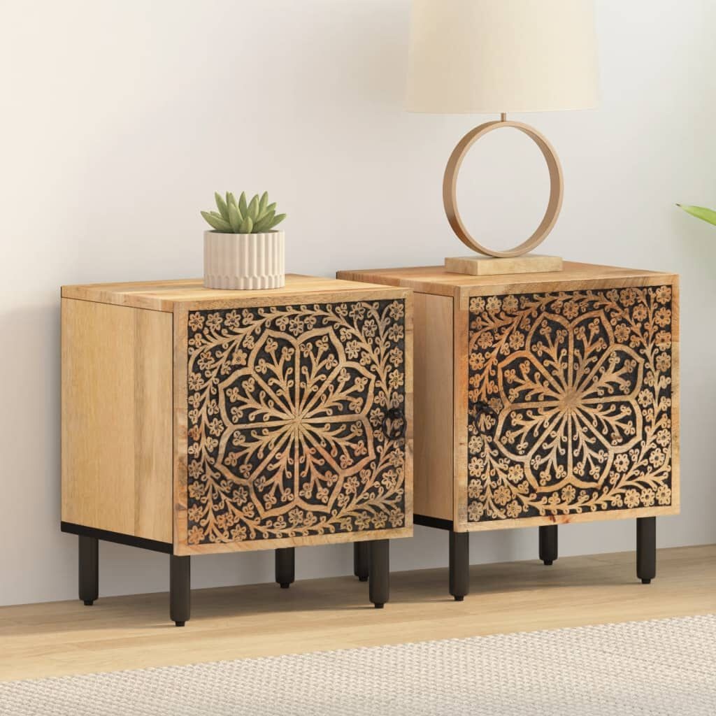 Nachtkastjes Massief Mangohout 2 st 40x33x46 cm - 54% Korting
