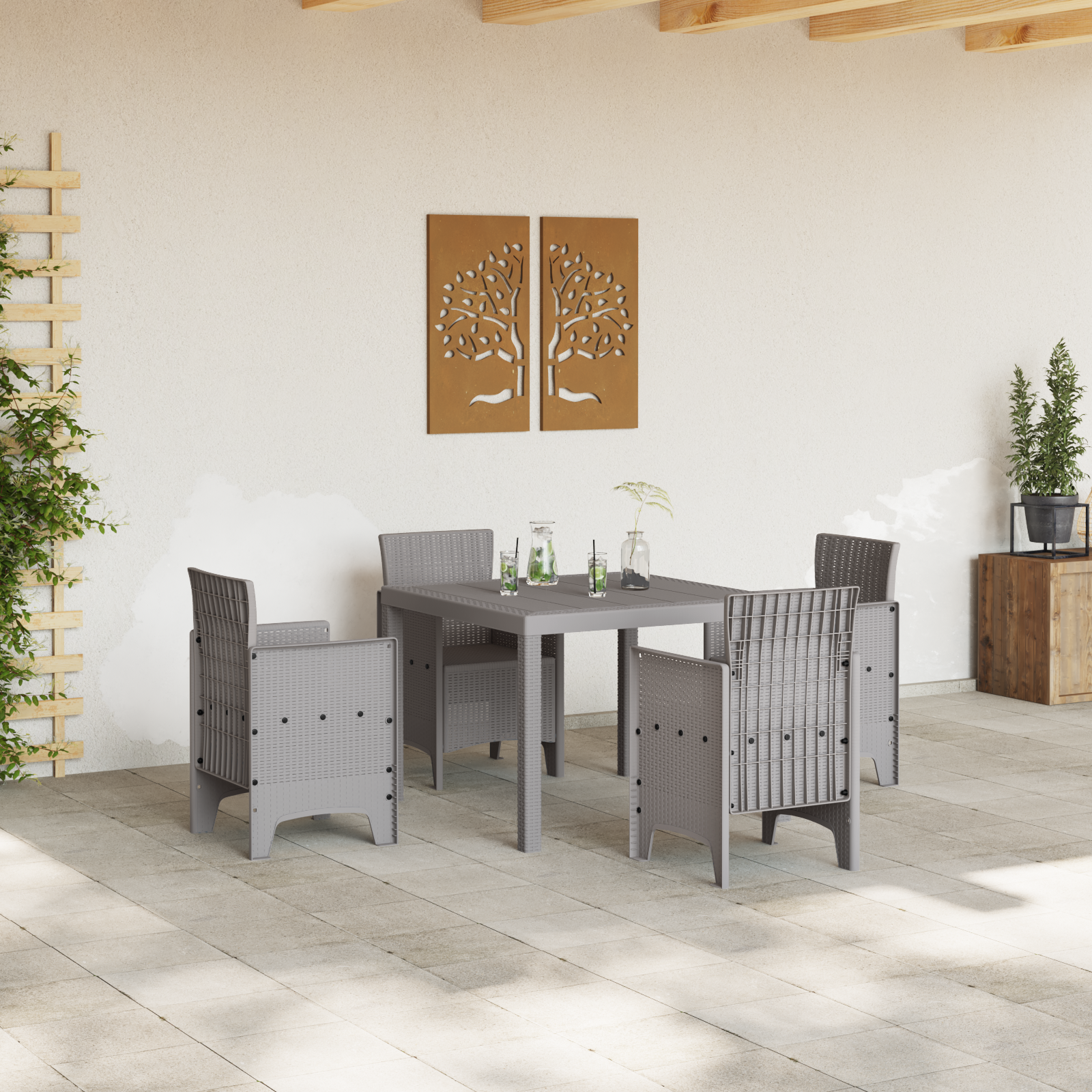 Moderne Tuinstafel Lichtgrijs Poly Rattan - 34% Korting