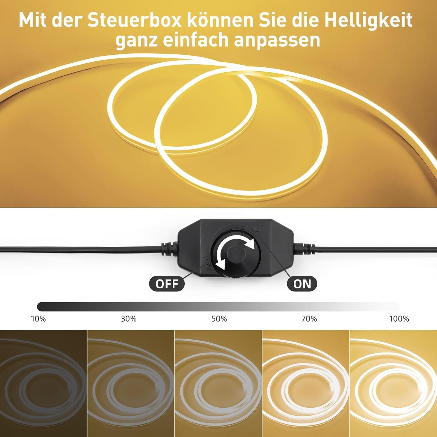 Neon LED Strip 10m Warm Wit - Flexibel & Waterdicht met 55% Korting