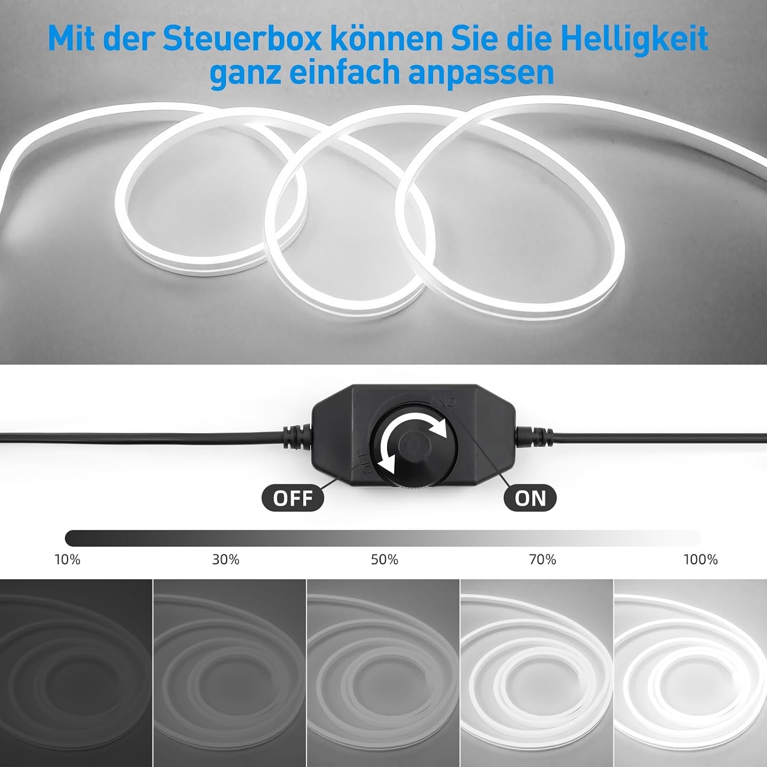 10m Neon LED Strip Koudwit 3000K - Binnen/Buiten Waterdicht