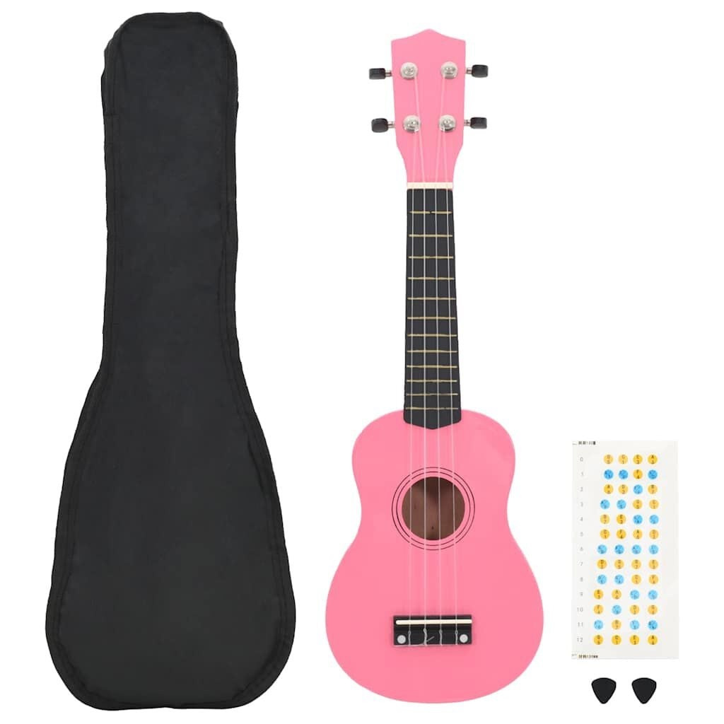 Roze Sopraan Ukulele Set voor Kinderen - 21'' met Tas & Plectrums - 28% Korting