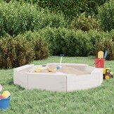 VidaXL Achthoekige Zandbak Grenenhout Wit met Bankjes - 34% Korting!