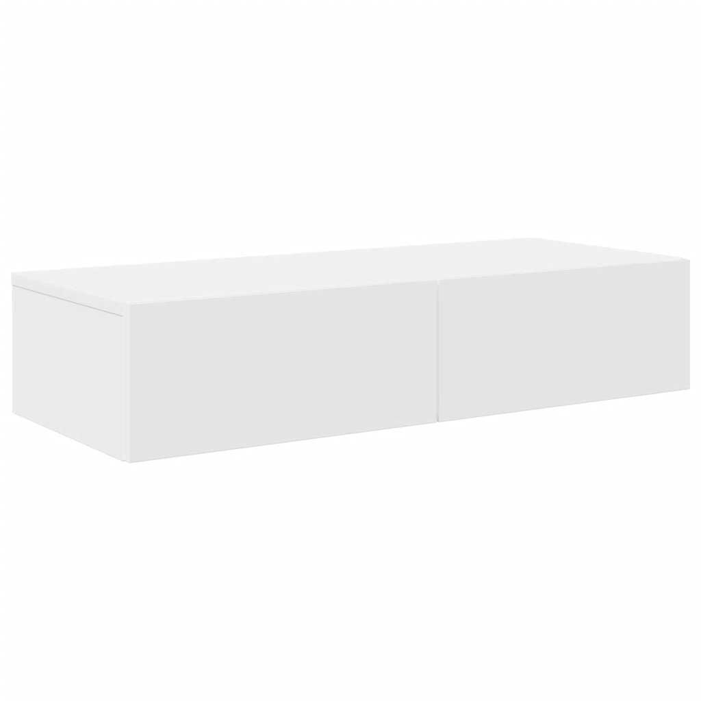 Wandschap met Laden - Bewerkt Hout Wit (75% Korting)
