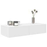 Wandschap met Laden - Bewerkt Hout Wit (75% Korting)