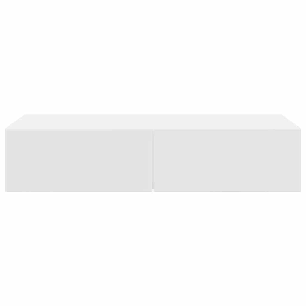 Wandschap met Laden - Bewerkt Hout Wit (75% Korting)