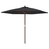 Zwarte Parasol met Houten Paal 299x240 cm - 34% Korting