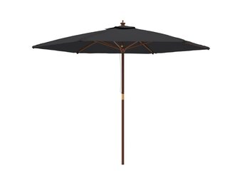 Zwarte Parasol met Houten Paal 299x240 cm - 34% Korting