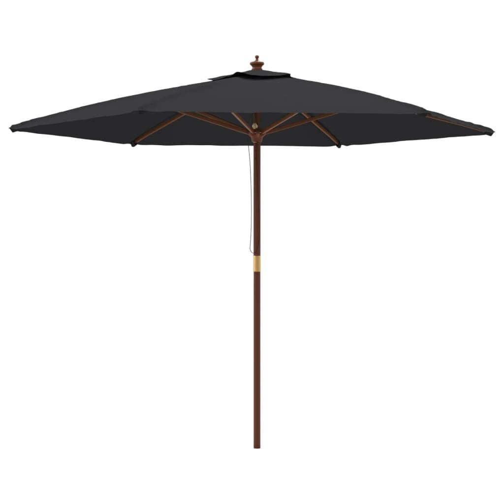 Zwarte Parasol met Houten Paal 299x240 cm - 34% Korting
