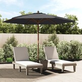 Zwarte Parasol met Houten Paal 299x240 cm - 34% Korting