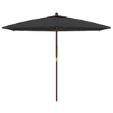 Zwarte Parasol met Houten Paal 299x240 cm - 34% Korting