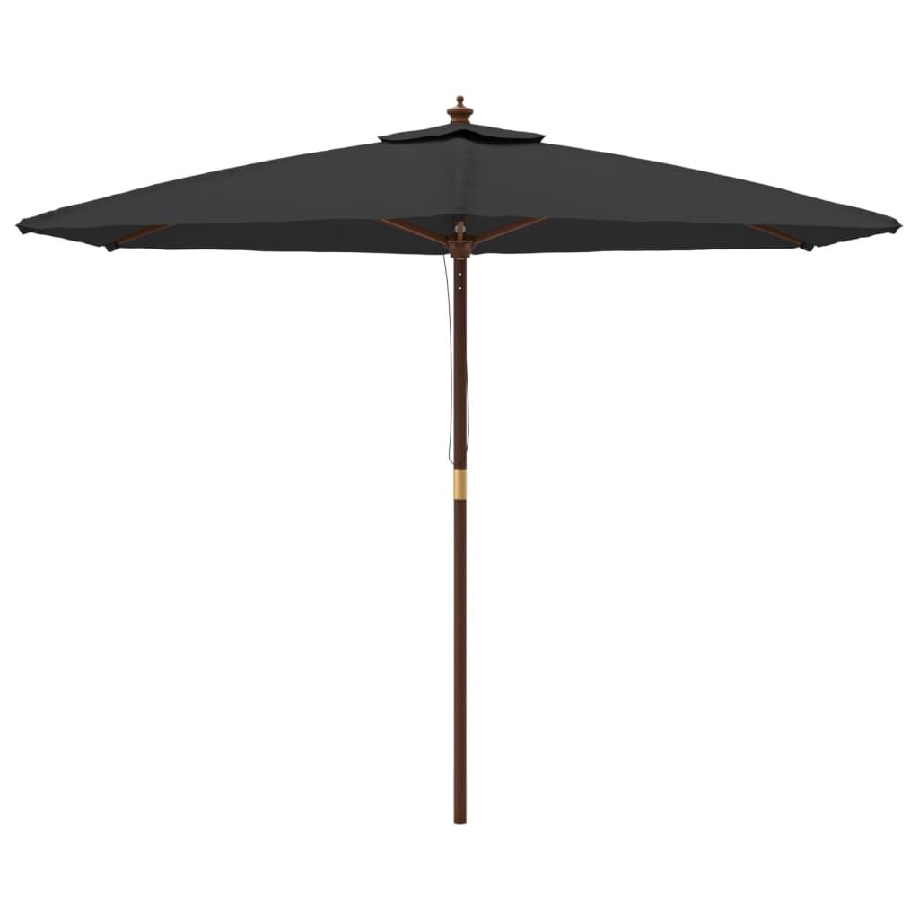 Zwarte Parasol met Houten Paal 299x240 cm - 34% Korting
