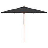 Zwarte Parasol met Houten Paal 299x240 cm - 34% Korting