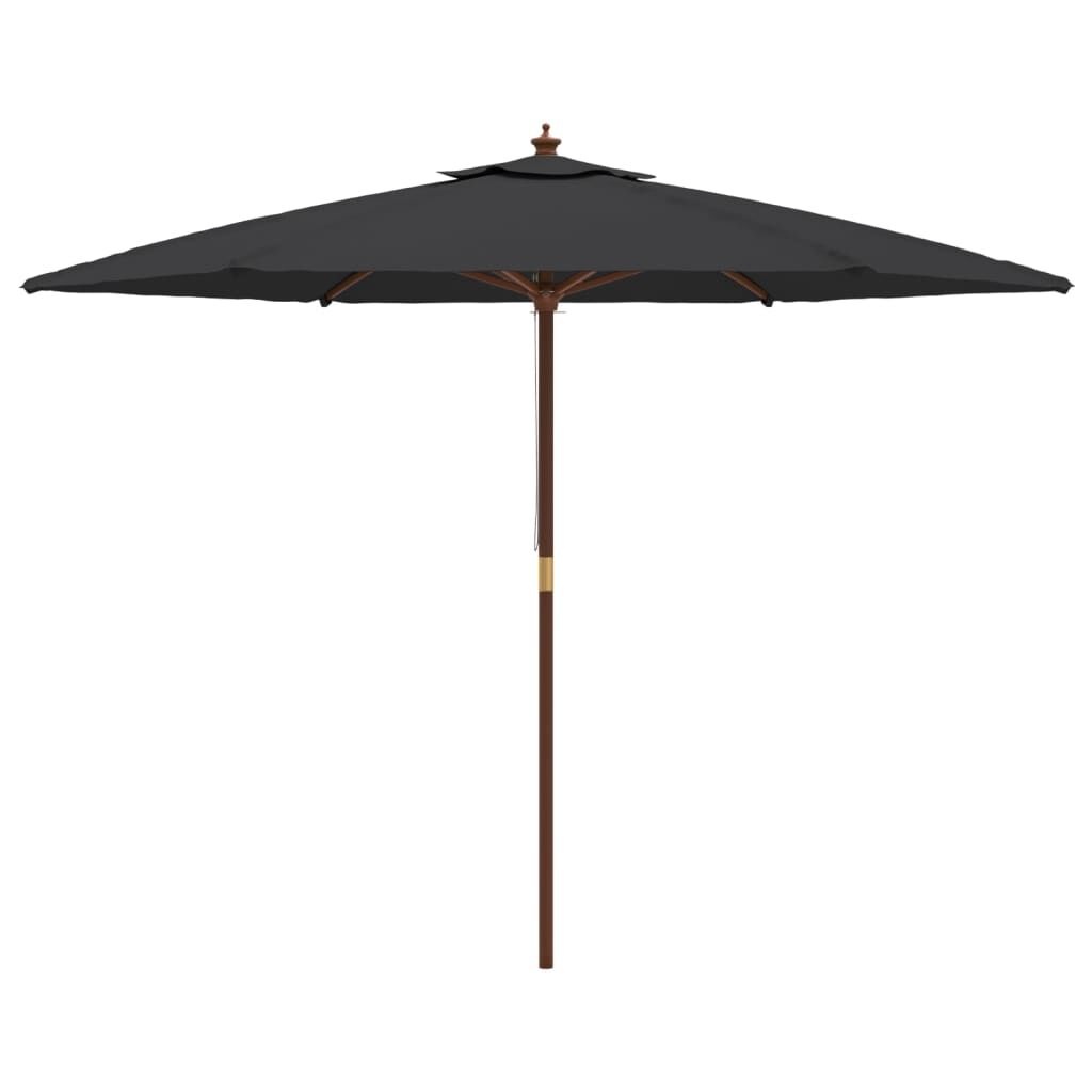 Zwarte Parasol met Houten Paal 299x240 cm - 34% Korting