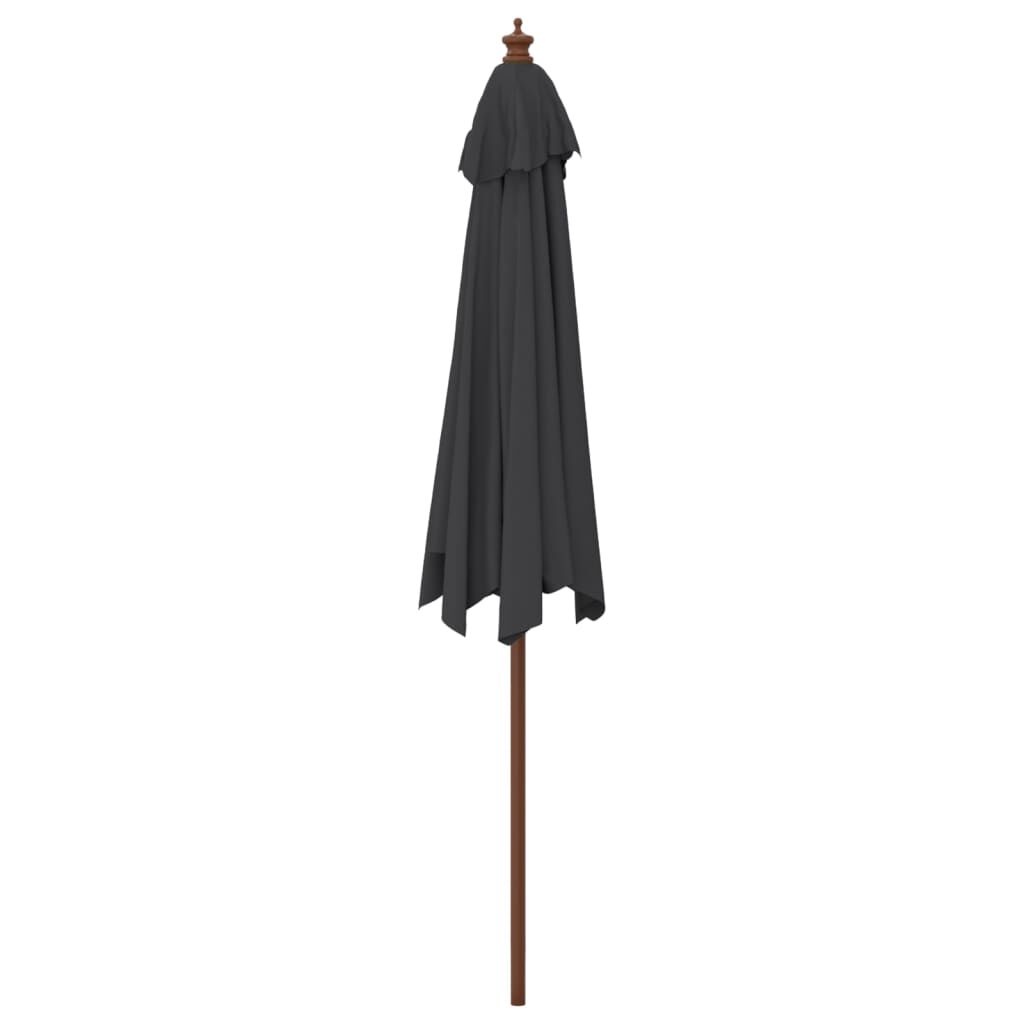 Zwarte Parasol met Houten Paal 299x240 cm - 34% Korting