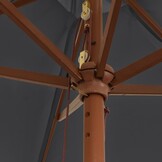 Zwarte Parasol met Houten Paal 299x240 cm - 34% Korting