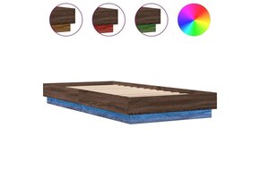 Bedframe met LED-verlichting Bruineiken 100x200 cm - 59% Korting