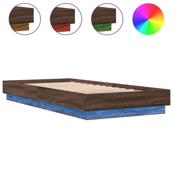 VidaXL Bedframe Bruine Eik met LED - 100x200 cm - 54% Korting!