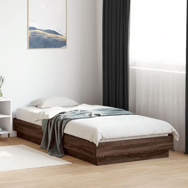 VidaXL Bedframe Bruine Eik met LED - 100x200 cm - 54% Korting!