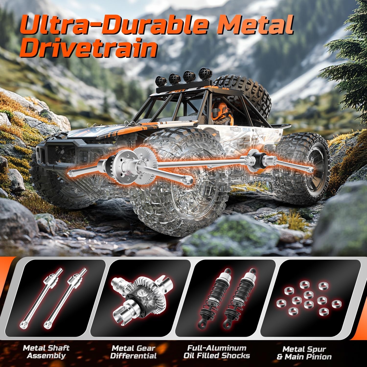 RC Monster Truck 1:10 Oranje Off-road 48 km/u - 35% Korting