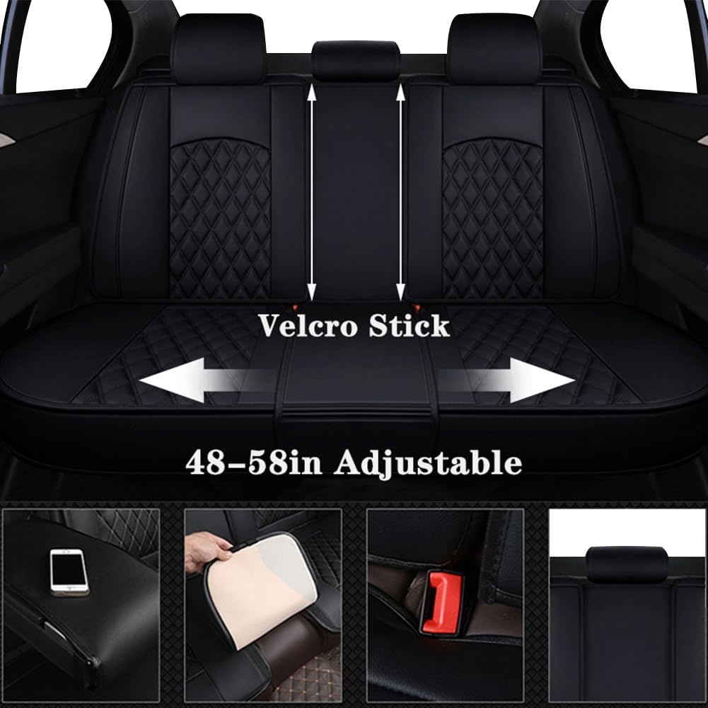 Universele Autostoelhoezen Set - Zwart PU-leer - 5-zits - 34% Korting